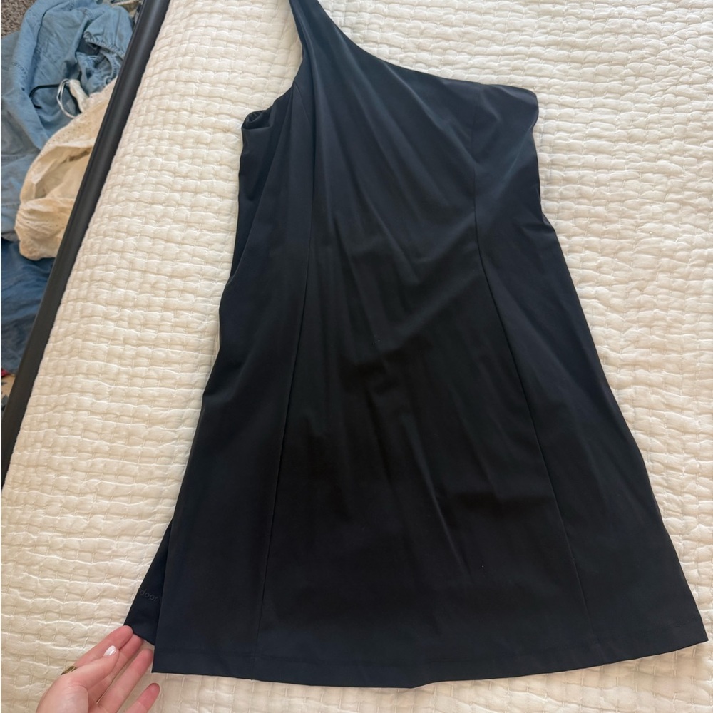 Outdoor Voices Black One-Shoulder Dress